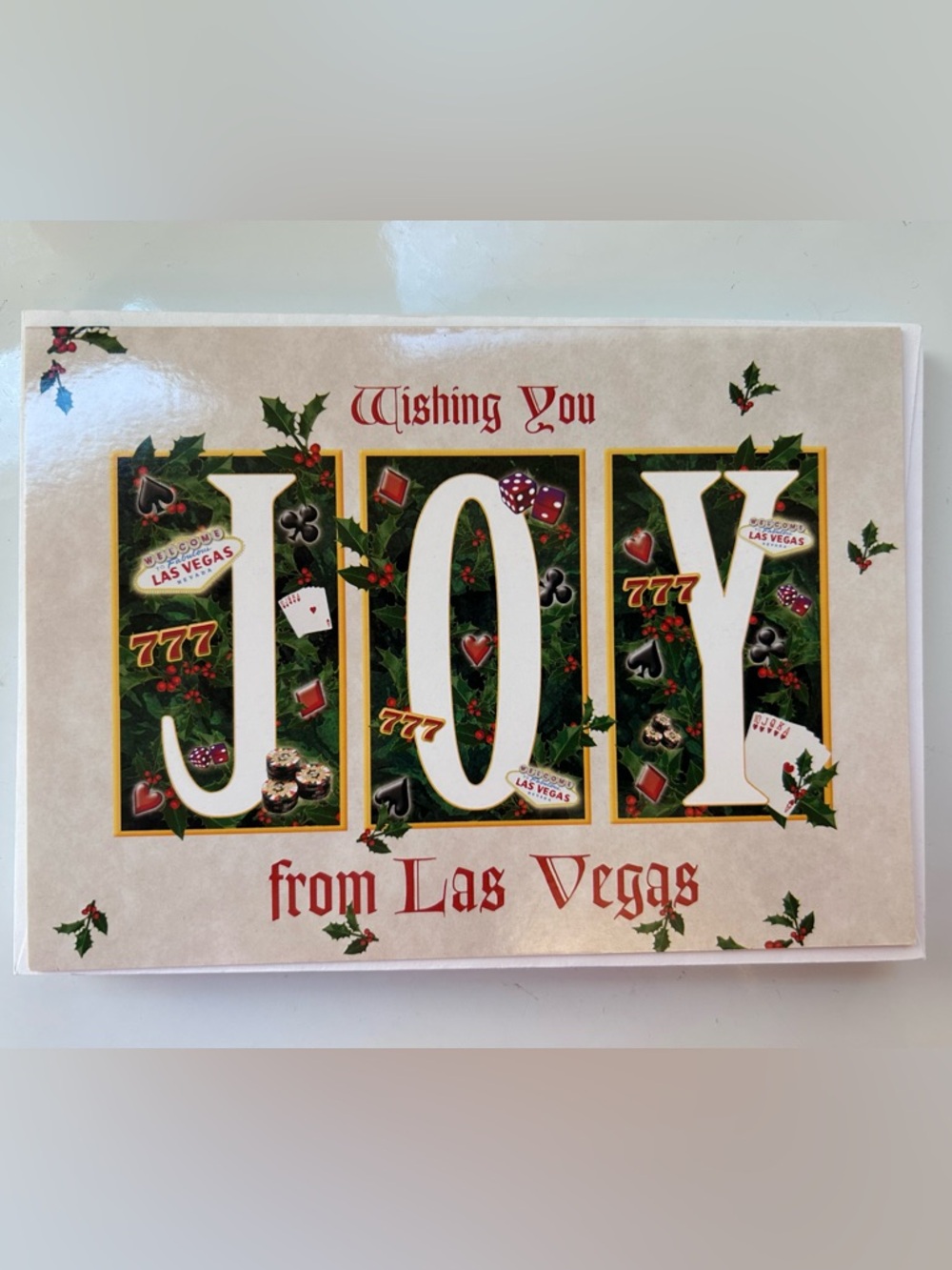 Wishing You JOY from Las Vegas Christmas Cards set of 11 casino gamble dice 777